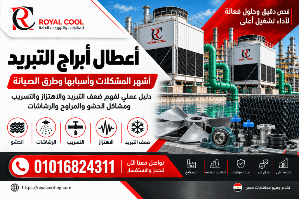 أعطال أبراج التبريد في مصر: أشهر المشكلات وأسبابها وطرق الصيانة | رويال كول