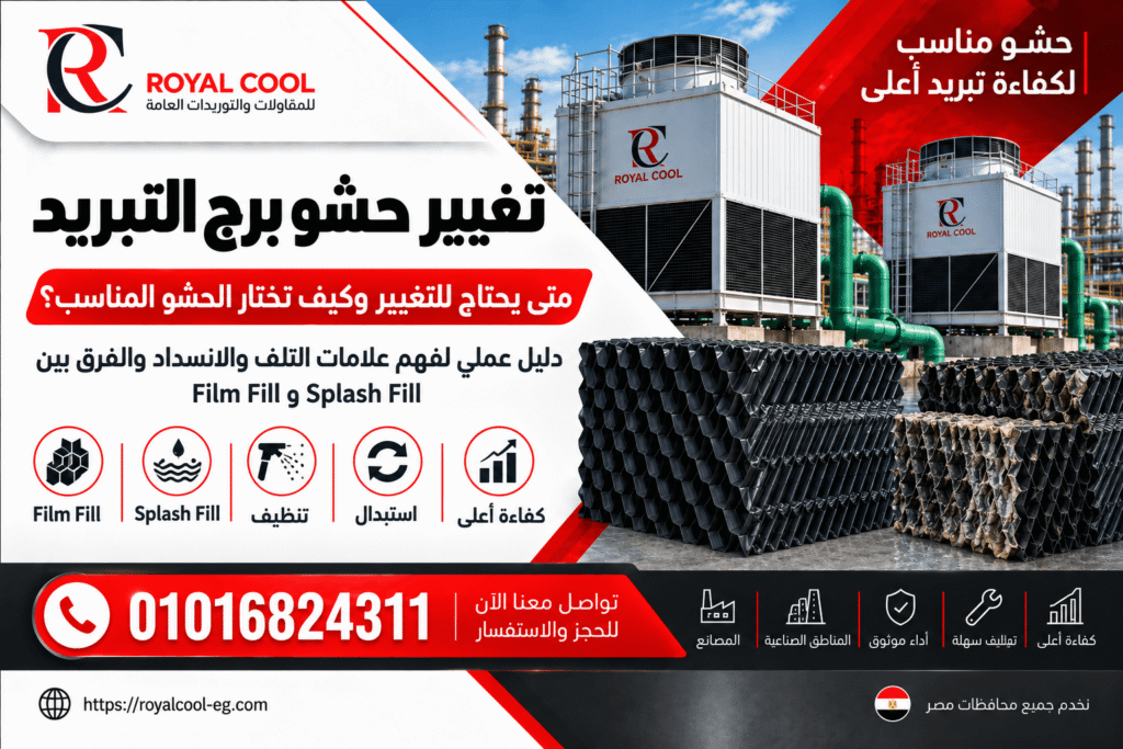 تغيير حشو برج التبريد علامات التلف وكيف تختار الحشو المناسب