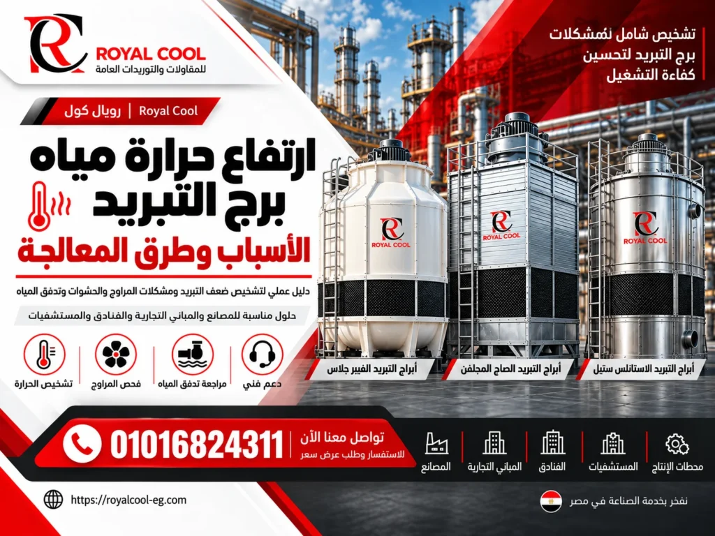 ارتفاع حرارة مياه برج التبريد: الأسباب والحلول | رويال كول