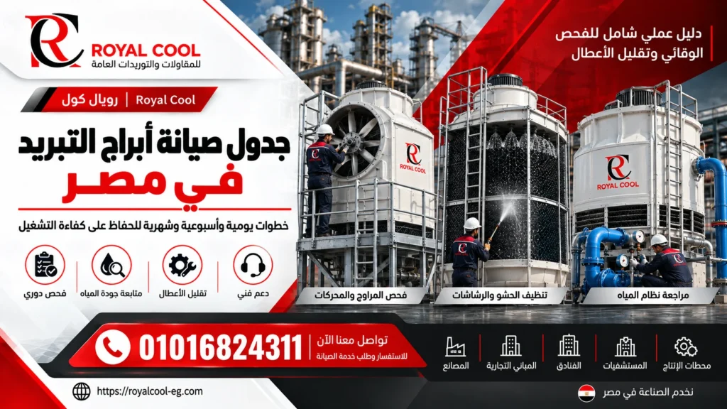 جدول صيانة أبراج التبريد دليل الفحص الوقائي وتقليل الأعطال