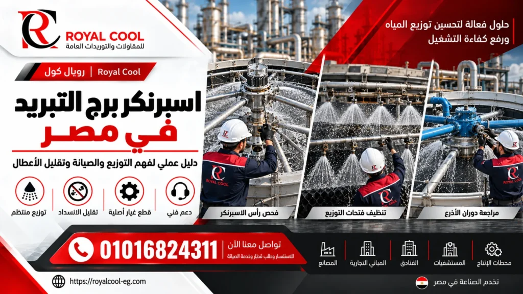 اسبرنكر برج التبريد في مصر | الأنواع والأعطال والصيانة